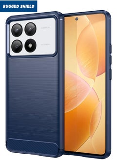 راجيد شيلد حافظة لهاتف Xiaomi POCO X6 Pro، غطاء Xiaomi Poco X6 Pro مع نسيج من ألياف الكربون المصقولة، حافظة هاتف مرنة مقاومة للصدمات من مادة TPU للحماية العسكرية، غطاء نحيف لهاتف Xiaomi POCO X6 Pro 5G، أزرق  - Image 1