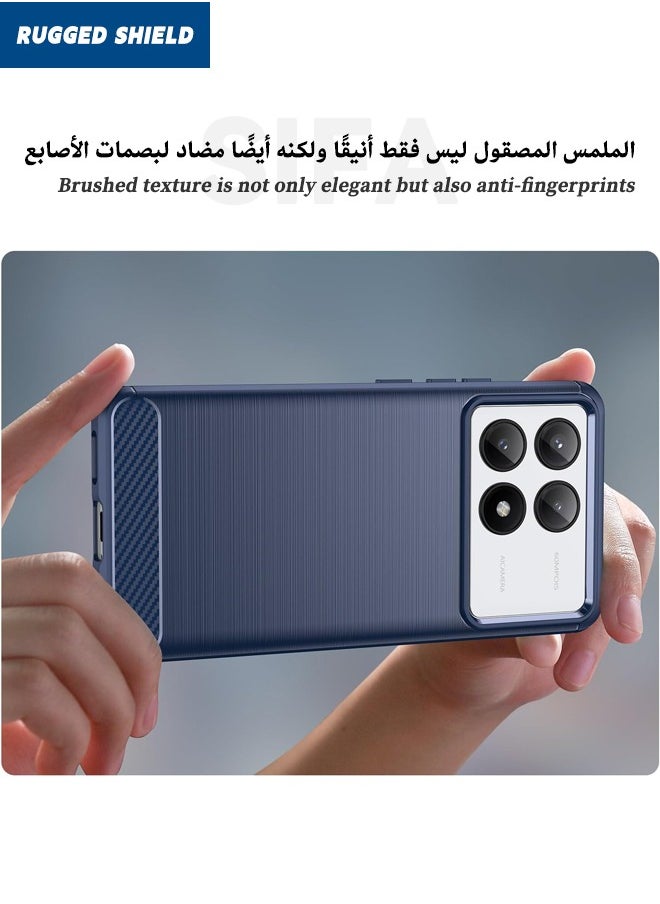 RUGGED SHIELD Case for Xiaomi POCO X6 Pro, Xiaomi Poco X6 Pro Cover with Brushed Carbon Fiber Texture, Flexible TPU Shockproof Military Protection Bumper Phone Case, Slim Case Cover for Xiaomi POCO X6 Pro 5G, Blue  - Image 5