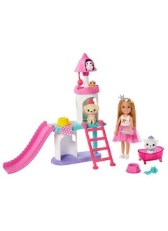 Princess Adventure Chelsea Pet Castle Playset With Blonde Chelsea Doll (6Inch) 4 Pets And Accessories Gift For 3 To 7 Year Olds