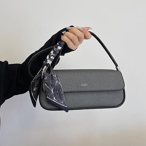 SIBY Underarm Shoulder Bags for Women's with Ribbon (Black) - Image 4