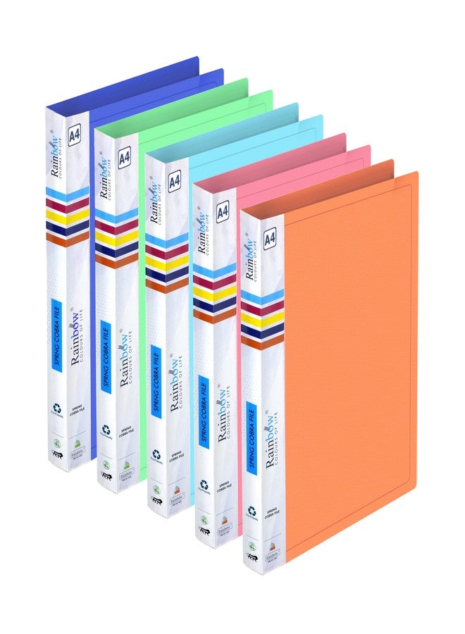 Shuban 4 Pack Durable Plastic A4 Size Cobra Spring Clip File Folder, File for Document Holder Certificates Holder- Assorted Color - Image 1