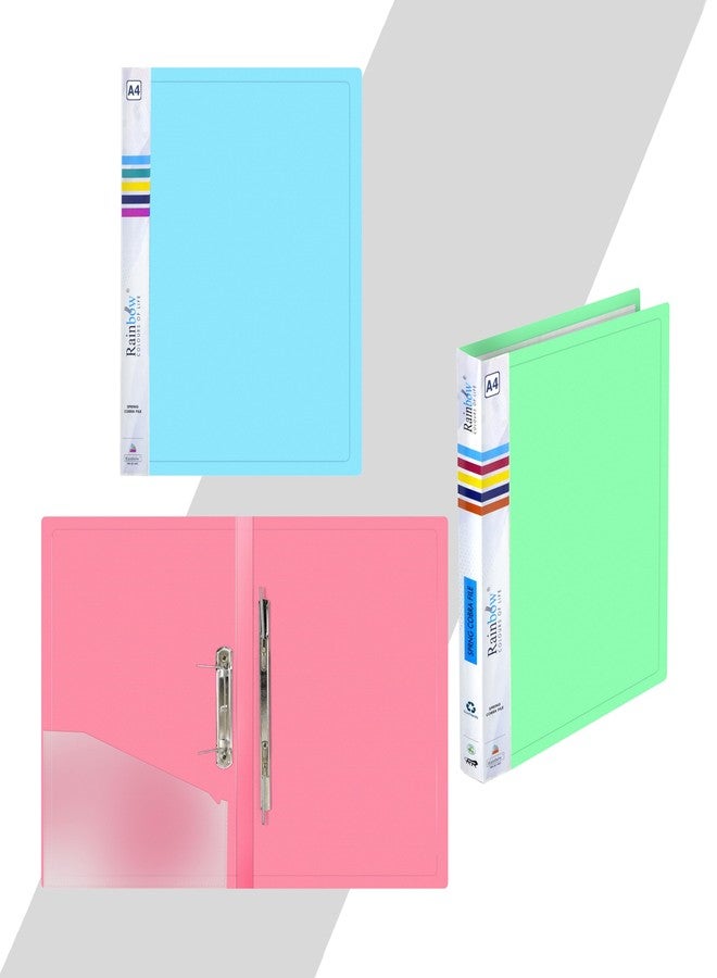 Shuban 4 Pack Durable Plastic A4 Size Cobra Spring Clip File Folder, File for Document Holder Certificates Holder- Assorted Color - Image 3