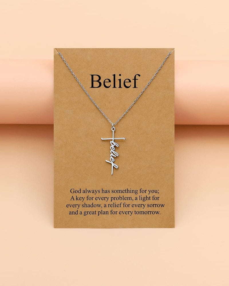 Lcherry Faith Cross Pendant Necklace for Women Religious Christian Jewelry Mother's Day Gifts for Women - Image 5