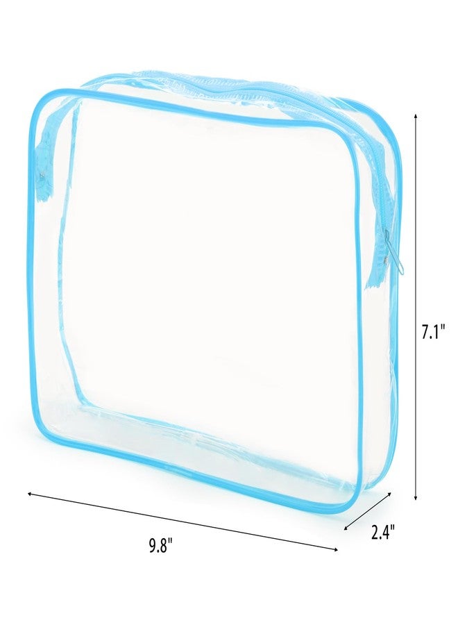 Tbestmax 10 Pack Clear Cosmetic Bags Makeup Bags Portable Waterproof TSA Approved Travel Toiletry Bags Large Organizer Blue, 9.8" x 7.1" x 2.4" - Image 2
