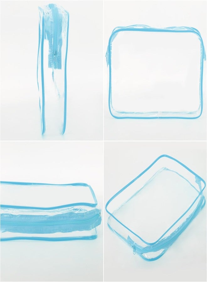 Tbestmax 10 Pack Clear Cosmetic Bags Makeup Bags Portable Waterproof TSA Approved Travel Toiletry Bags Large Organizer Blue, 9.8" x 7.1" x 2.4" - Image 4