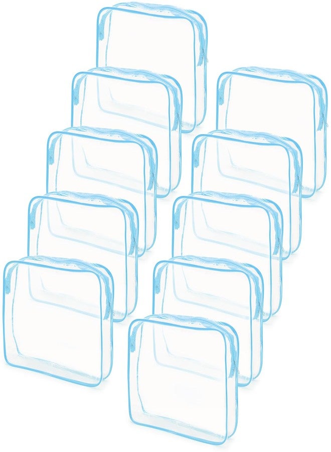 Tbestmax 10 Pack Clear Cosmetic Bags Makeup Bags Portable Waterproof TSA Approved Travel Toiletry Bags Large Organizer Blue, 9.8" x 7.1" x 2.4" - Image 1
