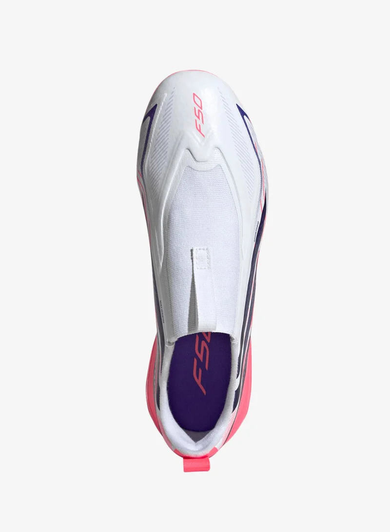 اديداس حذاء كرة قدم الأرضيات الصلبة للأطفال F50 Hyperfast League Laceless