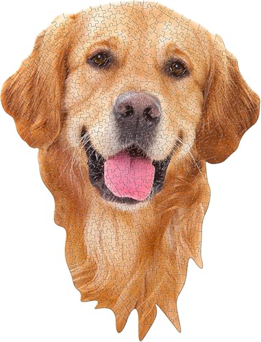 Madd CAPP I Am Golden 550 Piece Puzzle Dog Shaped Animal Jigsaw 24 x 32 Assembled Size Poster Reference Educational Fun Fact Booklet - Image 1