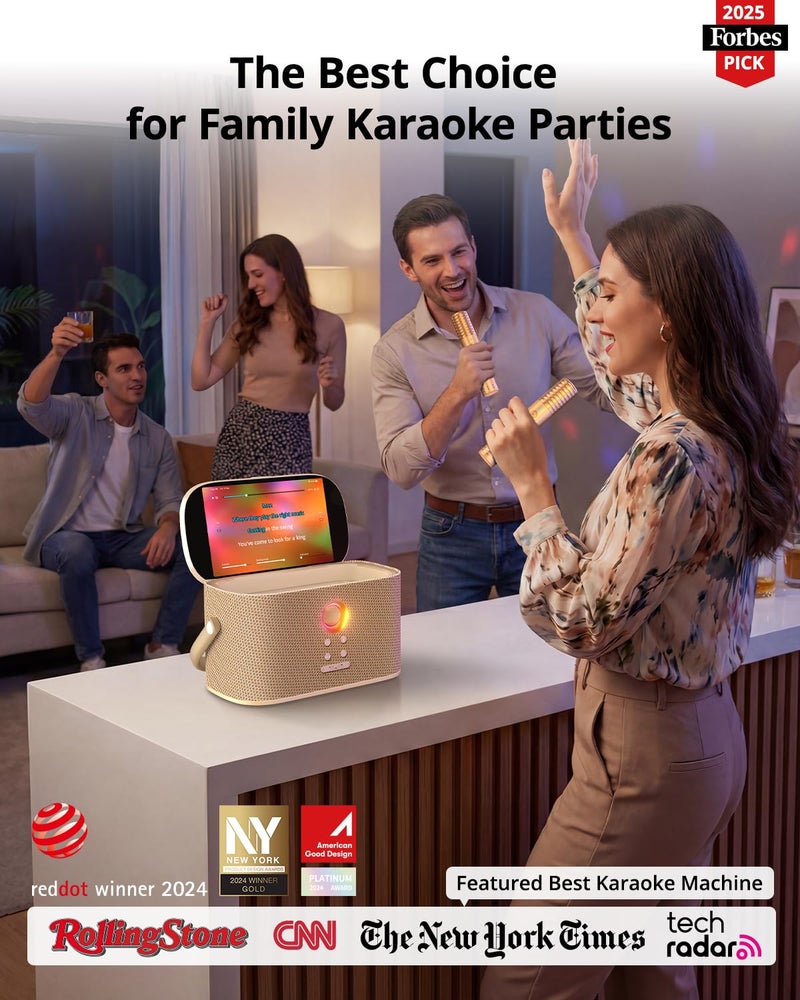 Ikarao Karaoke Machine for Adults, with Lyrics Display Screen, 2 Self-Charging Wireless Microphones, Autotune & EQ, 140W Speaker, Connect TV, Portable Karaoke System for Home, Family, Party, Travel - Image 2