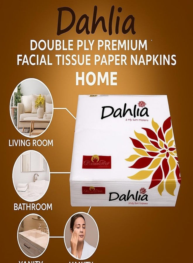 Green Tree Dahlia Double Ply Premium Facial Tissue Paper Napkins 40x40 CM 50 Pull Per Pack Eco Friendly Disposable Biodegradable Everyday Pack of 10 - Image 2