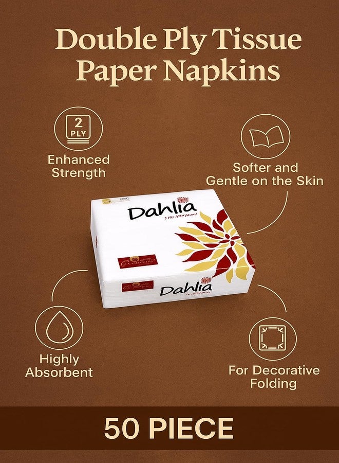 Green Tree Dahlia Double Ply Premium Facial Tissue Paper Napkins 40x40 CM 50 Pull Per Pack Eco Friendly Disposable Biodegradable Everyday Pack of 10 - Image 4