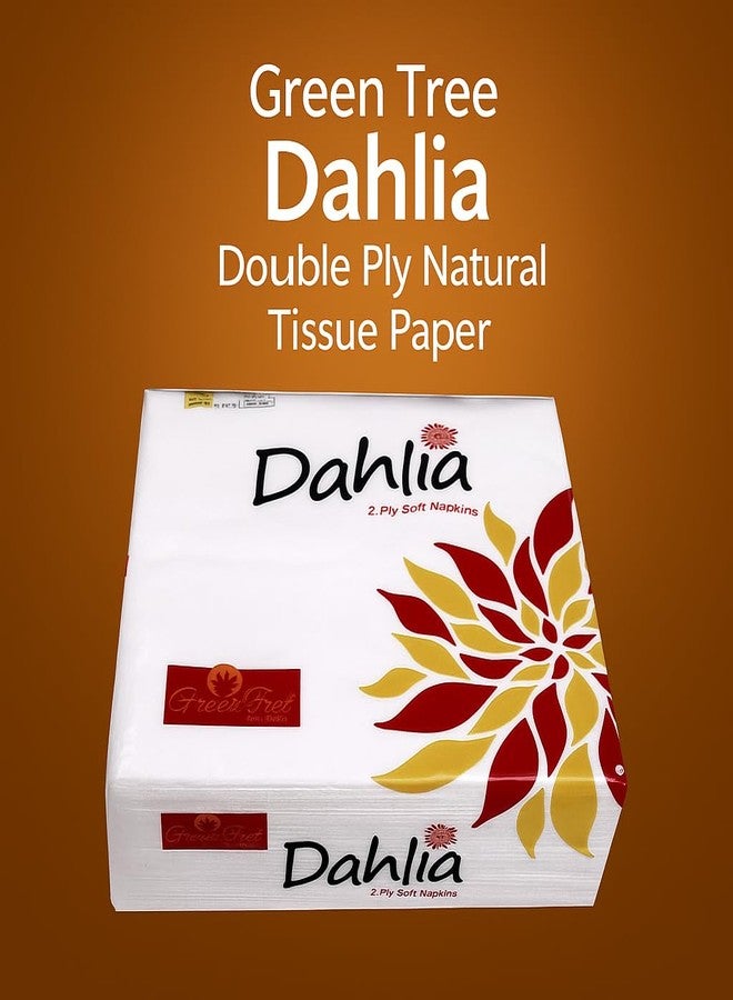 Green Tree Dahlia Double Ply Premium Facial Tissue Paper Napkins 40x40 CM 50 Pull Per Pack Eco Friendly Disposable Biodegradable Everyday Pack of 10 - Image 3