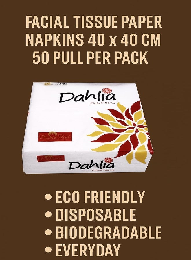 Green Tree Dahlia Double Ply Premium Facial Tissue Paper Napkins 40x40 CM 50 Pull Per Pack Eco Friendly Disposable Biodegradable Everyday Pack of 10 - Image 5