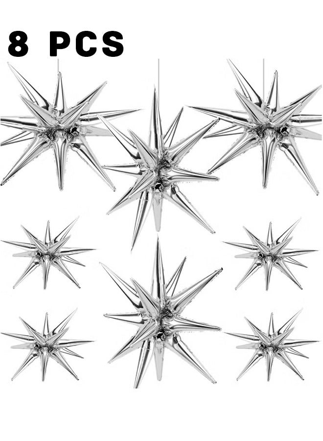 الضفدع الحقيقي 8 عبوات من بالونات النجوم، بالونات فضية ضخمة من رقائق الفويل المتفجرة لأعياد الميلاد، وحفلات استقبال المولود الجديد، وحفلات الزفاف، وحفلات العزوبية، ومستلزمات تزيين حفلات الديسكو - Image 1