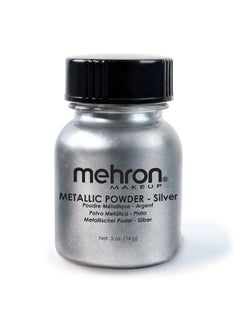 mehron Makeup Metallic Powder | Metallic Chrome Powder Pigment for Face & Body Paint, Eyeshadow, and Eyeliner .5 oz (14 g) (Silver)  - Image 1