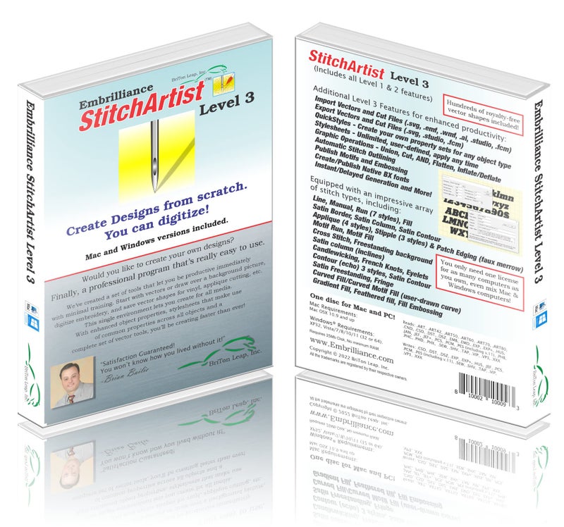 Embrilliance StitchArtist Level 3 Digitizing Embroidery Software for Mac & PC - Image 1