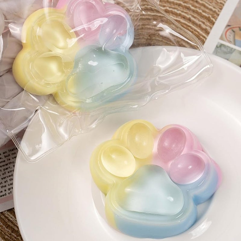 كيوت ستون 2Pcs Taba Squishy Cat Paw Squeeze Toys, Cute Cat Paw Squishy Toys for Stress Relief, Soft Jelly Kitty Squeeze Fidget Toys, Sensory Fidget Decompression Toy for Adults - Image 1