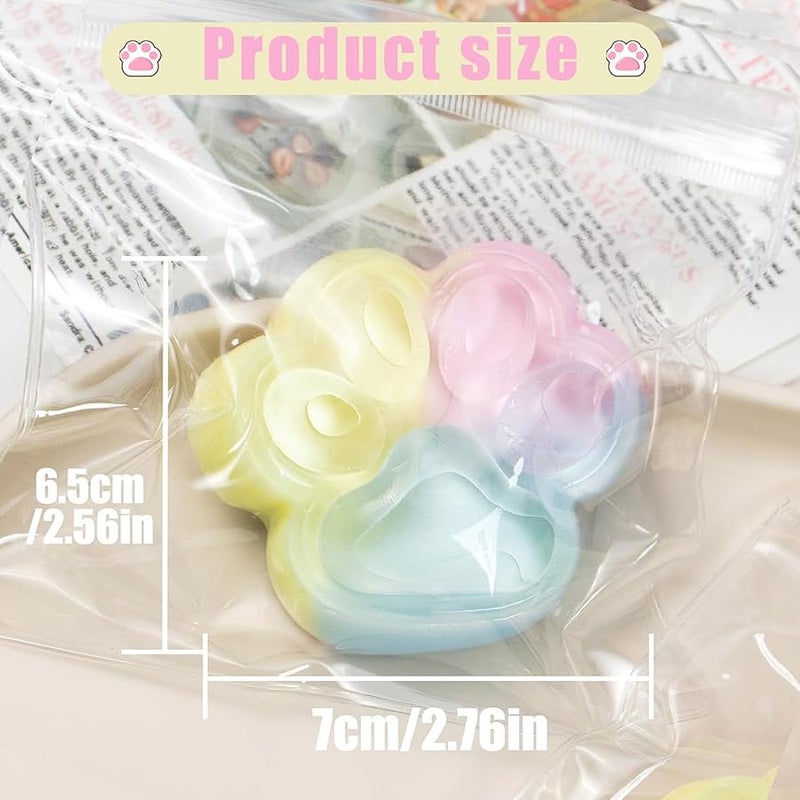 كيوت ستون 2Pcs Taba Squishy Cat Paw Squeeze Toys, Cute Cat Paw Squishy Toys for Stress Relief, Soft Jelly Kitty Squeeze Fidget Toys, Sensory Fidget Decompression Toy for Adults - Image 5