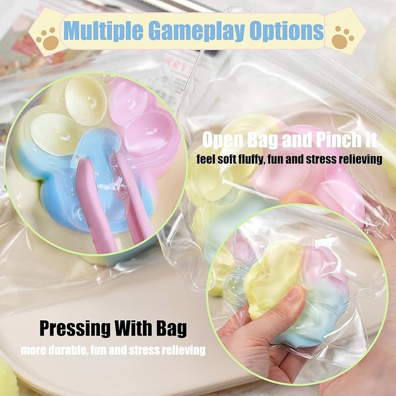 كيوت ستون 2Pcs Taba Squishy Cat Paw Squeeze Toys, Cute Cat Paw Squishy Toys for Stress Relief, Soft Jelly Kitty Squeeze Fidget Toys, Sensory Fidget Decompression Toy for Adults - Image 3