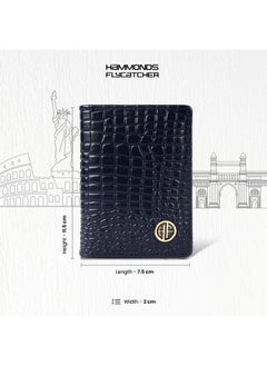 HAMMONDS FLYCATCHER HAMMONDS FLYCATCHER Genuine Leather Card Holder for Men, Credit Card Holder, Slim Bi-Fold RFID Protected Credit Card Wallet for Men with 4 Card Slot (Fits Upto 8 Cards), Metal Snap Button - Croc Blue  - Image 2