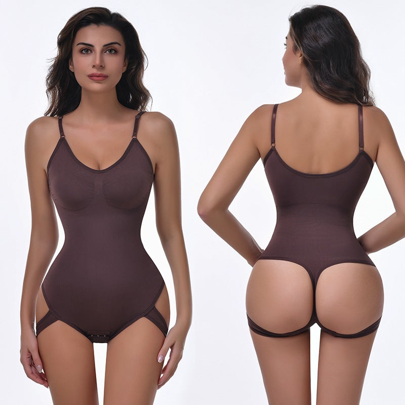 Seamless Body Shaping Tummy Control Camisole Corset Thong Bodysuit Plus Size Hip Lift Waist Cincher Hollow-Out - Image 2
