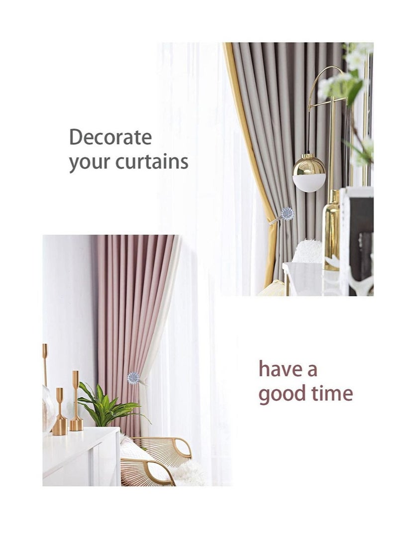 كابتن تيك قطعتان من خطافات ربطات الظهر للستائر المتلألئة من الكريستال على شكل زهرة ، مشابك تثبيت ستارة مزخرفة بالكريستال ، مشابك بمشبك مع سلك زنبركي عالي المرونة لتزيين المكاتب المنزلية - Image 2