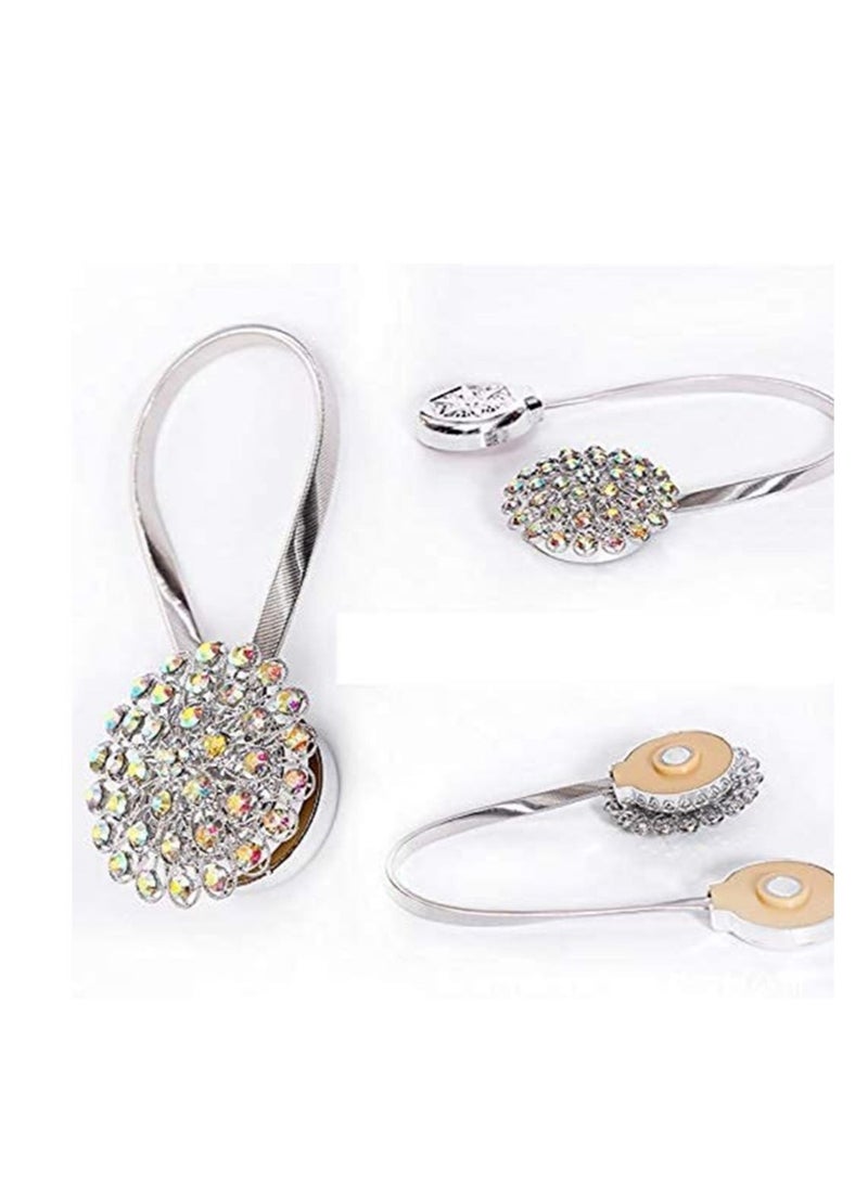 كابتن تيك قطعتان من خطافات ربطات الظهر للستائر المتلألئة من الكريستال على شكل زهرة ، مشابك تثبيت ستارة مزخرفة بالكريستال ، مشابك بمشبك مع سلك زنبركي عالي المرونة لتزيين المكاتب المنزلية - Image 3