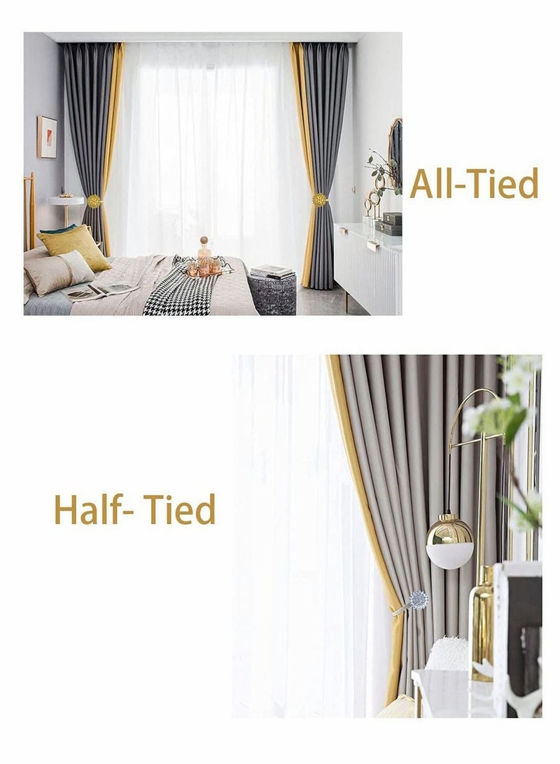 كابتن تيك قطعتان من خطافات ربطات الظهر للستائر المتلألئة من الكريستال على شكل زهرة ، مشابك تثبيت ستارة مزخرفة بالكريستال ، مشابك بمشبك مع سلك زنبركي عالي المرونة لتزيين المكاتب المنزلية - Image 4