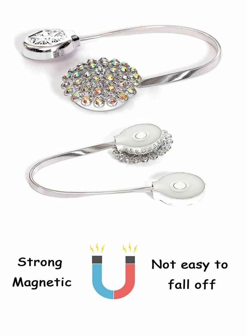 كابتن تيك قطعتان من خطافات ربطات الظهر للستائر المتلألئة من الكريستال على شكل زهرة ، مشابك تثبيت ستارة مزخرفة بالكريستال ، مشابك بمشبك مع سلك زنبركي عالي المرونة لتزيين المكاتب المنزلية - Image 5