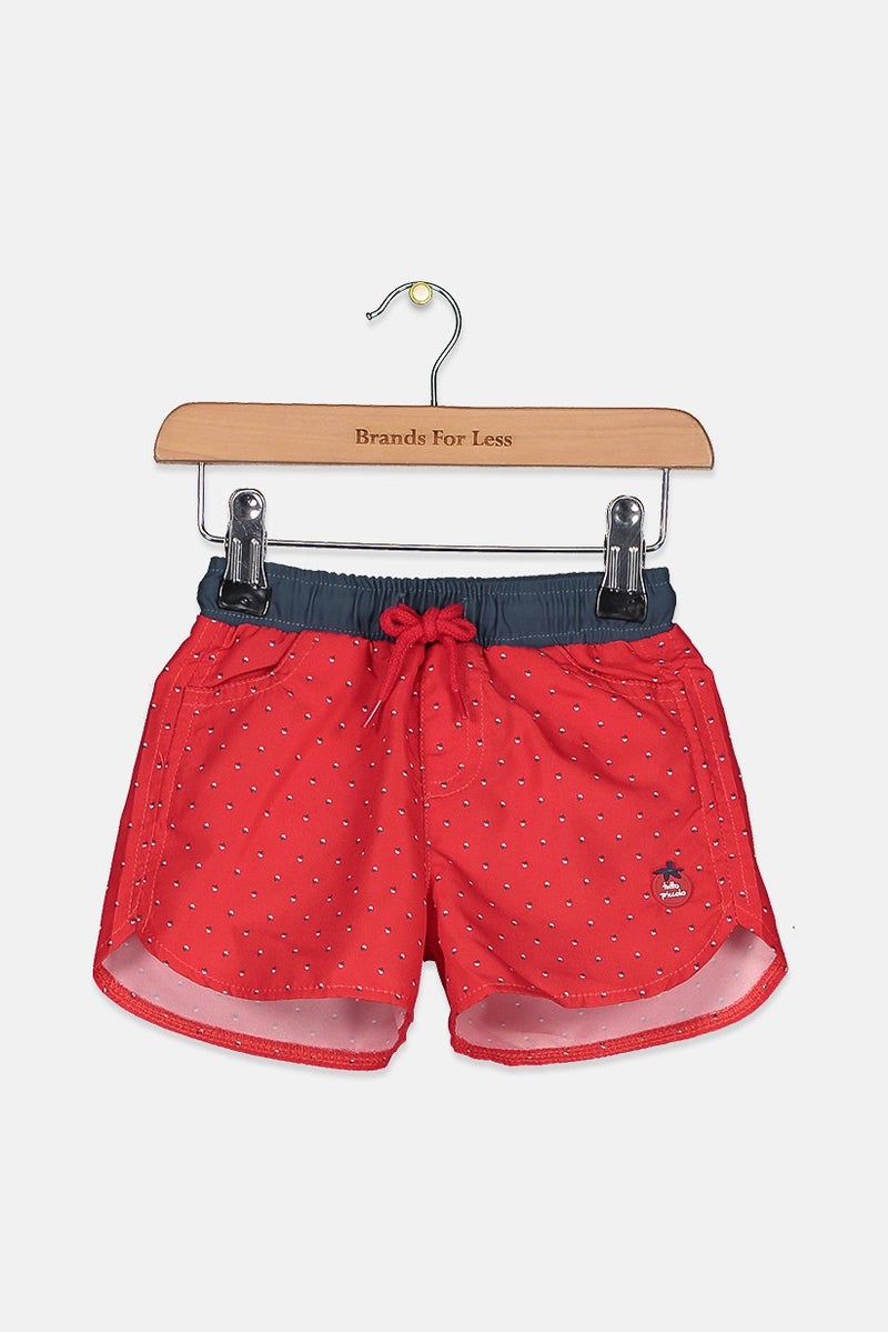 Tutto Piccolo Toddlers Girl Pull,On Drawstring Swim Shorts, Red - Image 1