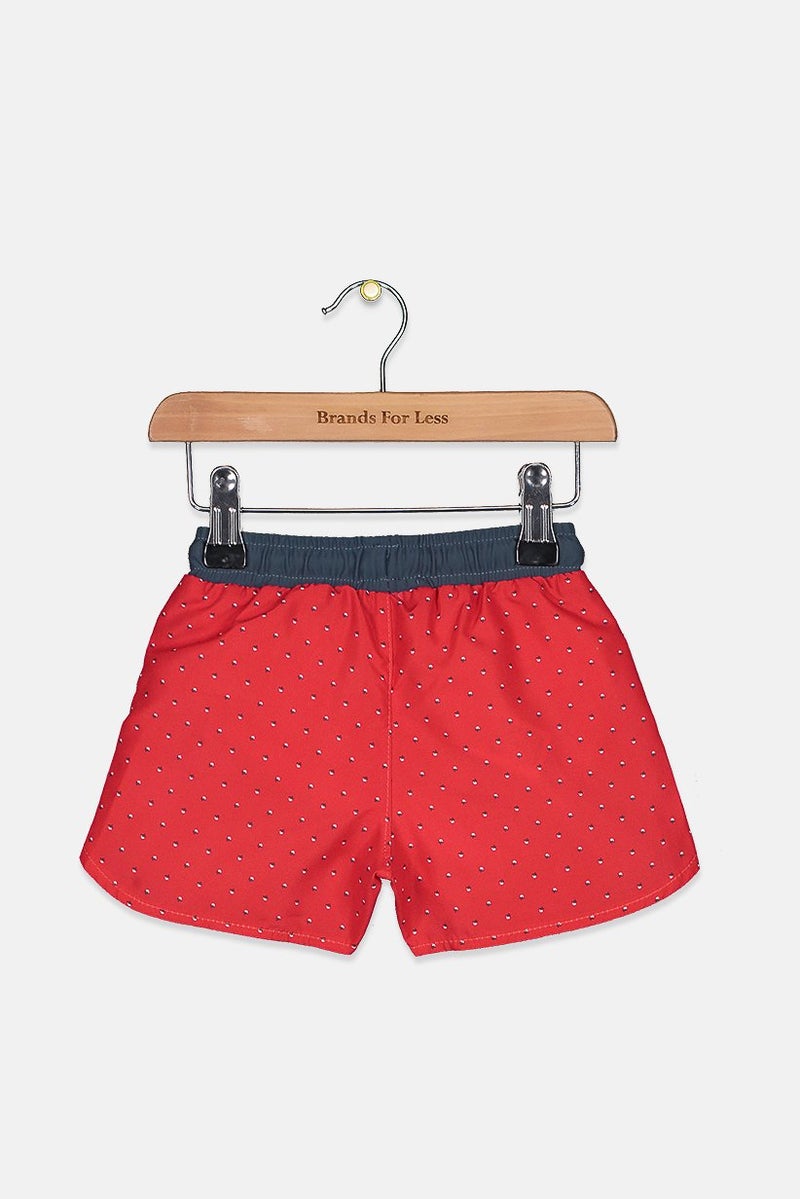 Tutto Piccolo Toddlers Girl Pull,On Drawstring Swim Shorts, Red - Image 2