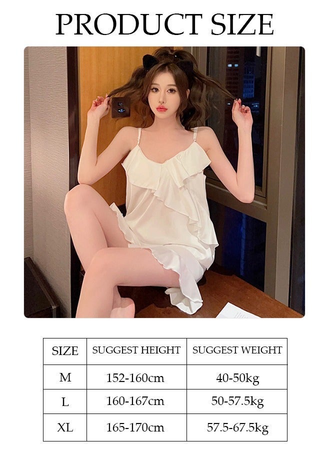 DUNISO Women's 2pcs Pajama Set Short Sleeve Slip Nightgown Sleepwear Breathable Loungewear Girls Comfortable V Neck Nightwear Summer Home Wear - Image 2