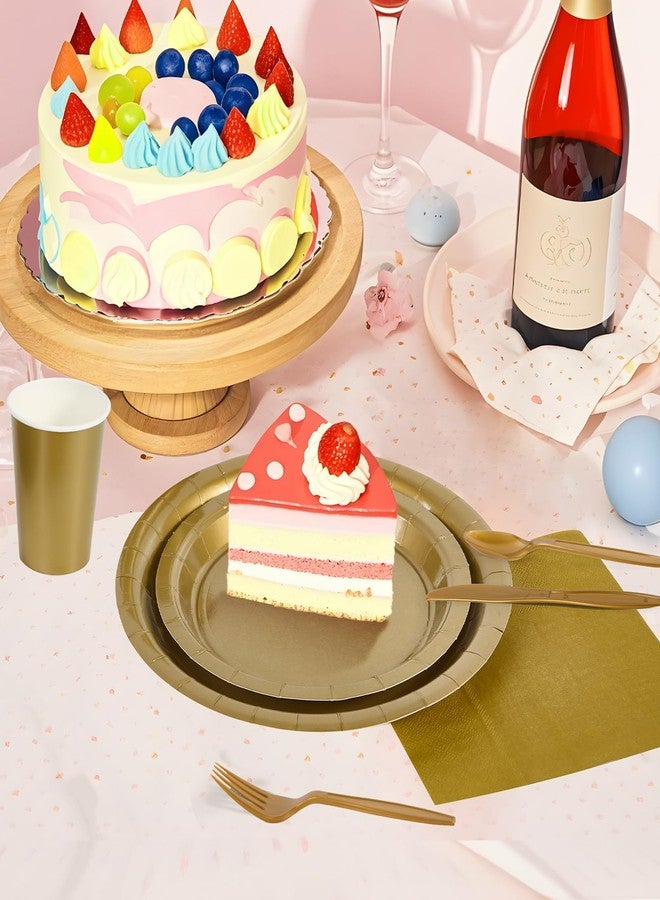 Ottin Solid Gold Paper Dinner Plates 9'' Disposable Party Plates 50 Count for Birthday Wedding Dinner Party Daily Meals Picnic Memorial Day Father's Day - Image 4