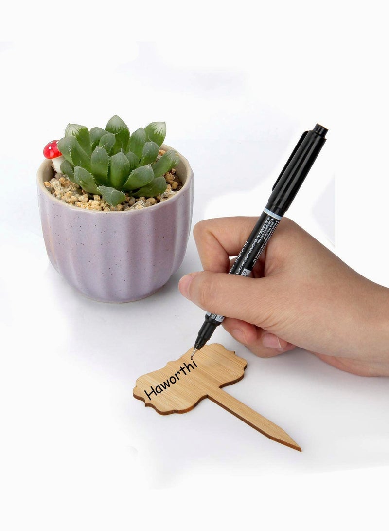 SOLARAE Plant Tags, T- Type Wooden Plant Markers with Pen for Plants Nursery Seed Garden Greenhouse Supplies, Herbs Flowers Vegetables Potted (6.3x10cm) 60 PCS - Image 2