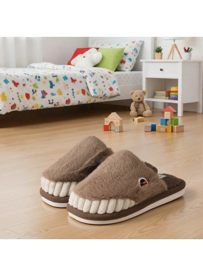 لاكي كيدز شباشب كرتونية للأطفال، أحذية منزلية على شكل حيوانات مضحكة بنعل غير قابل للانزلاق، أحذية داخلية مريحة من الفرو الدافئ للأولاد والبنات - Image 5
