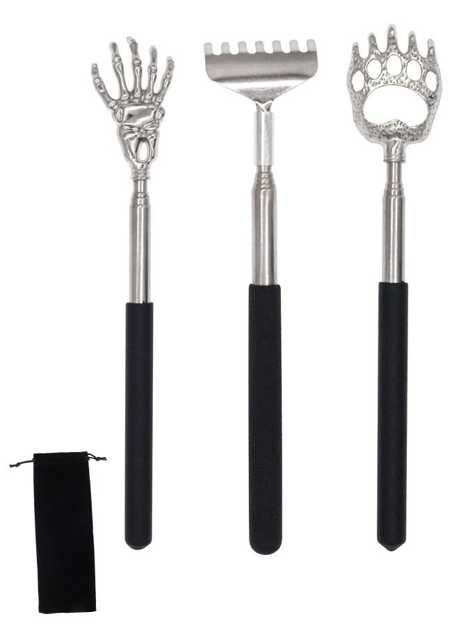 3PCS Expandable Back Scraper Portable, Stainless Steel Male And Female Scratching Device - Image 1