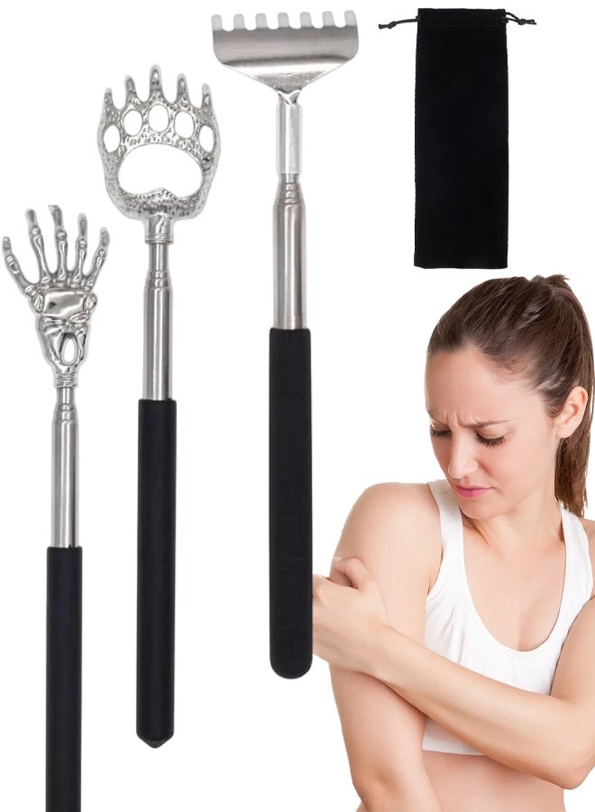 3PCS قابلة للتوسع الظهر خدش المحمولة، الفولاذ المقاوم للصدأ الذكور والإناث جهاز الخدش - Image 1