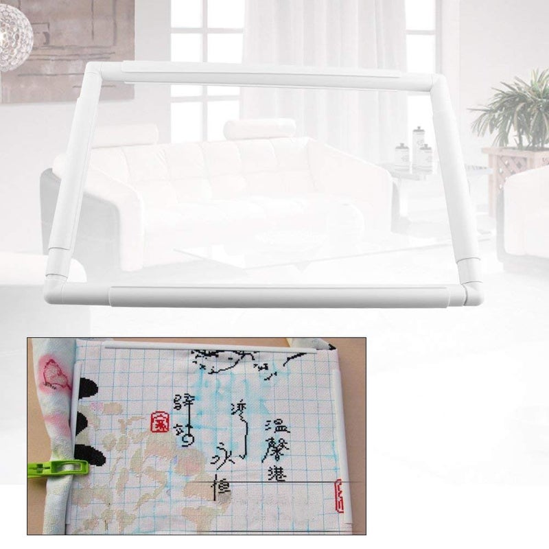 Rectangle Plastic Clip Frame for Embroidery Cross Stitch Quilting Needlepoint Tool(43.1 x 43.1cm)