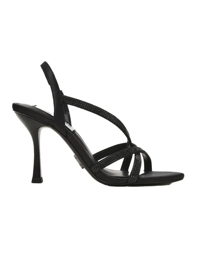 Steve Madden Nexus Black Satin Women's Heeled Sandals