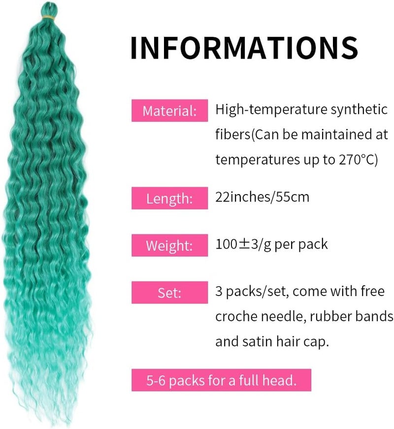 DSOAR Deep Twist Crochet Hair, 22 Inch 3 Packs, Synthetic, Wig, Bohemian, Curly, Adult - Image 4