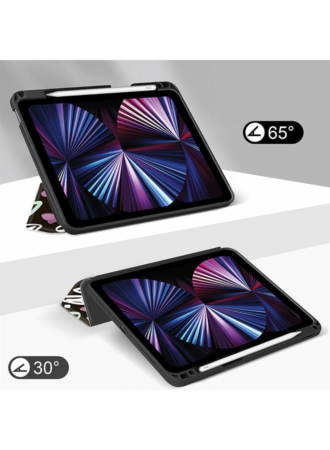 O Ozone Case for iPad 10.2 or Air 3 10.5 2019 Auto Sleep/Wake with Pencil Holder Anti Scratch Soft TPU Floral Protective Shockproof TabletCase Cover - Black Hearts  - Image 3