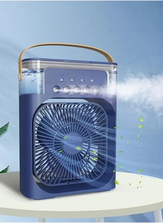 Generic - Portable Humidifier Air Cooler Fan for Home with 3 Speed Mode, Mist Fan with Water Spray, 7 Color LED and Timer, USB Personal Mini Cooler Desk Fan for Shop, Office, Kitchen (USB Powered - Image 1