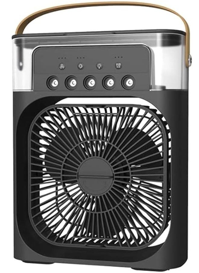 Generic - Portable Humidifier Air Cooler Fan for Home with 3 Speed Mode, Mist Fan with Water Spray, 7 Color LED and Timer, USB Personal Mini Cooler Desk Fan for Shop, Office, Kitchen (USB Powered - Image 1