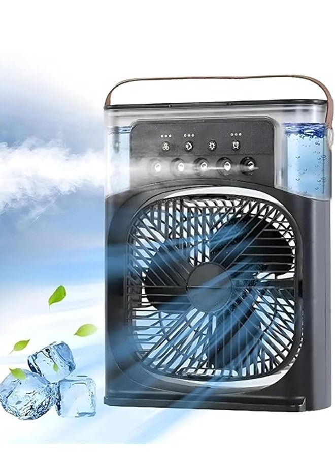 Generic - Portable Humidifier Air Cooler Fan for Home with 3 Speed Mode, Mist Fan with Water Spray, 7 Color LED and Timer, USB Personal Mini Cooler Desk Fan for Shop, Office, Kitchen (USB Powered - Image 1