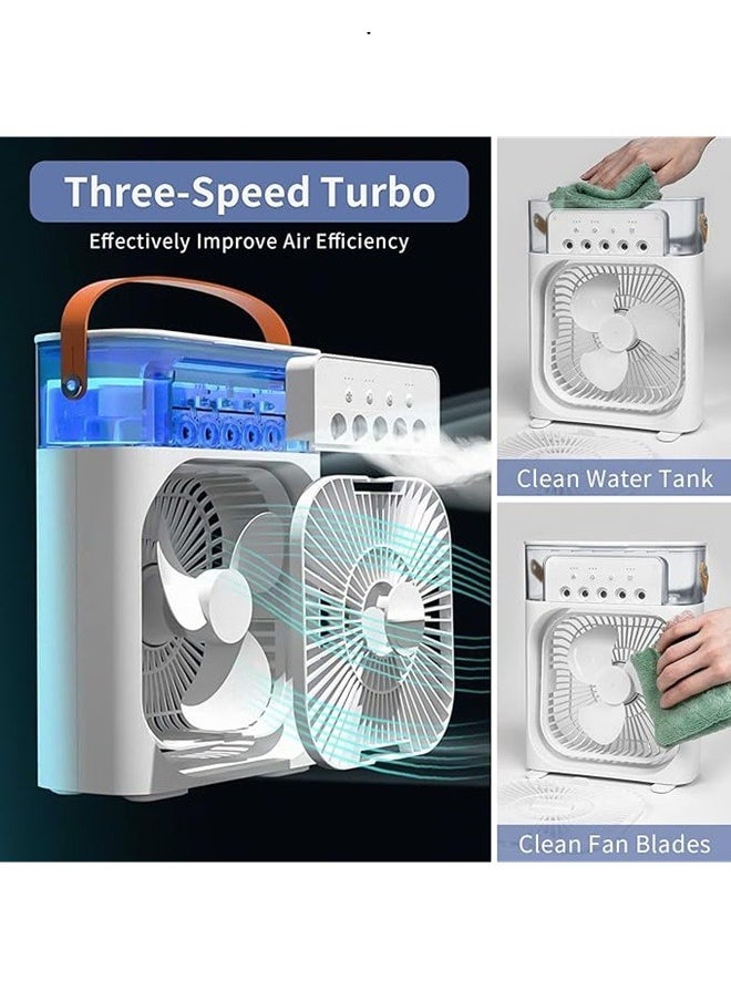 Generic - Portable Humidifier Air Cooler Fan for Home with 3 Speed Mode, Mist Fan with Water Spray, 7 Color LED and Timer, USB Personal Mini Cooler Desk Fan for Shop, Office, Kitchen (USB Powered - Image 1