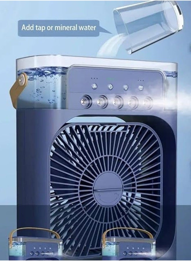 Generic - Portable Humidifier Air Cooler Fan for Home with 3 Speed Mode, Mist Fan with Water Spray, 7 Color LED and Timer, USB Personal Mini Cooler Desk Fan for Shop, Office, Kitchen (USB Powered - Image 1