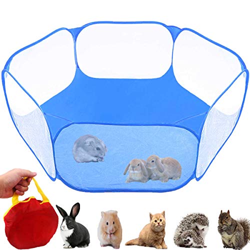 GABraden Small Animals Tent,Reptiles Cage,Breathable Transparent Pet Playpen Pop Open Outdoor/Indoor Exercise Fence,Portable Yard Fence (Blue) - Image 1