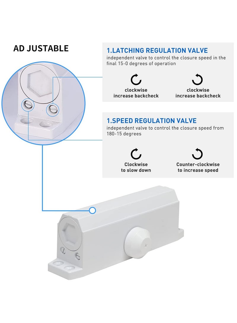KASTWAVE Automatic Door Closer Size 5 Suitable for Door Weight 85 105kg Spring Hydraulic Door Closer Aluminum Alloy Material Heavy Duty Easy Installation H 1322 H 1683 H 1883 GK 1883 Size 5 White  - Image 4