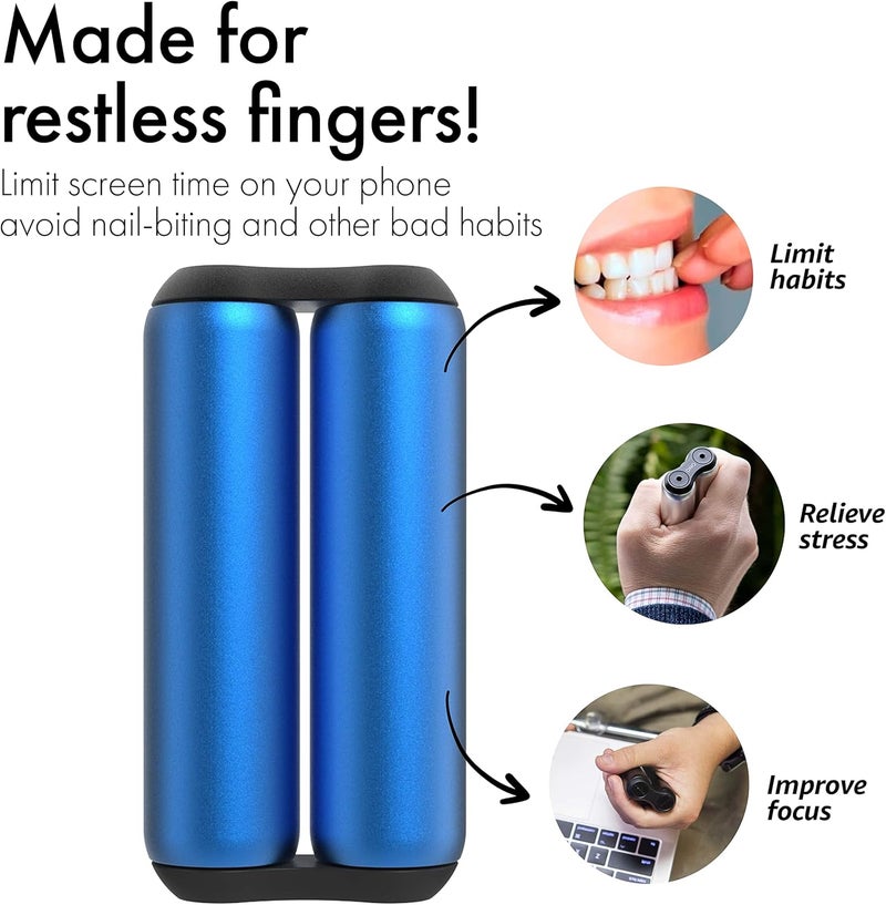 ONO Roller - Handheld Fidget Toy for Adults | Help Relieve Stress, Anxiety, Tension | Promotes Focus, Clarity | Compact, Portable Design (Full Size/Aluminum, Sapphire) - Image 5
