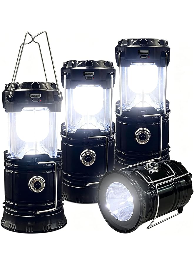 4PACK Portable Camping Lantern with Battery Powered, Hanging Tent Light,Waterproof Rechargeable LED Camping Light for Home Emergency Light Power Outages Hiking